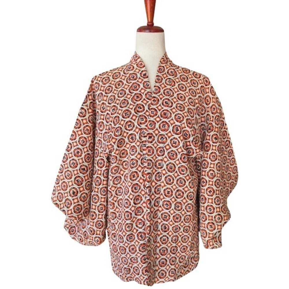 Kimono Jacket Geometric‎ Print Open Front Boho Women's Outerwear
